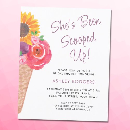 Budget Shes Been Scooped Up Bridal Shower Invite