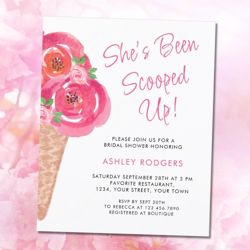 Budget Shes Been Scooped Up Bridal Shower Invite