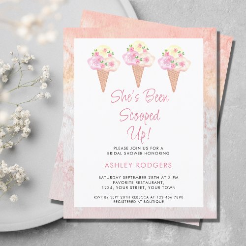 Budget Shes Been Scooped Up Bridal Shower Invite