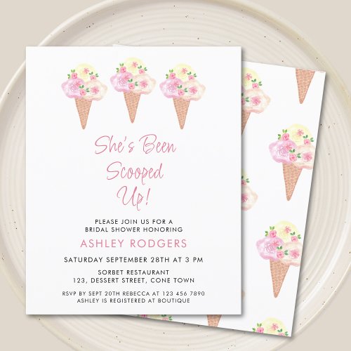 Budget Shes Been Scooped Up Bridal Shower Invite