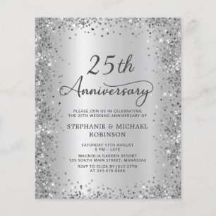Budget Silver 25th Wedding Anniversary Invitation