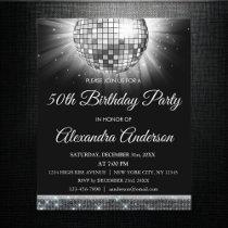 Budget Silver 50th Birthday Silver Disco Ball Flyer