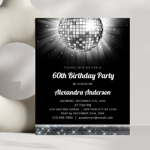 Budget Silver 60th Birthday Party 70's Disco Ball Flyer