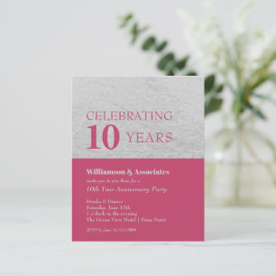 Budget Silver and Pink Business Anniversary Invite