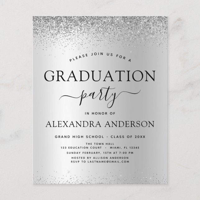 Budget Silver Black 2023 Graduation Party Glitter (Front)