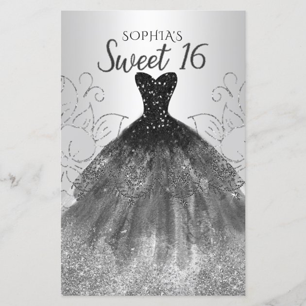 Black and Silver Sweet 16 Dress