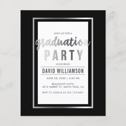 Budget Silver  Black Typography Graduation Party