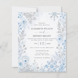 Budget Silver Blue Snowflake Floral Winter Wedding