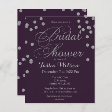 Budget Silver Confetti Bridal Shower Invitation