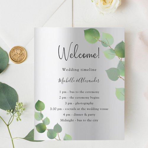 Budget silver eucalyptus wedding program 