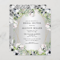 Budget Silver Floral Bridal Shower Invitation
