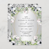 Budget Silver Floral Geometric Wedding Invitation