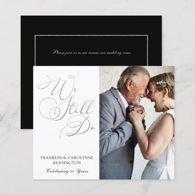 BUDGET Silver Foil Wedding Anniversary Vow Renewal (Front/Back)