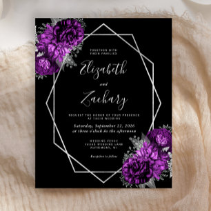 Budget Silver Frame Purple Floral Black Wedding