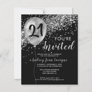 Budget Silver Glitter Balloon Black 21st Birthday