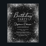 Budget Silver Glitter Black 18th Birthday Invite<br><div class="desc">Glam Silver Glitter and Black 18th Birthday Invitation. Celebrate in style with a modern chic silver glitter frame,  handwritten calligraphy,  and a bold black background. Perfect for milestone birthdays and fully customizable for any age. Matching items available on request!</div>