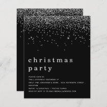 Budget Silver Glitter Christmas Party Black Invite