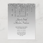Budget Silver Glitter Dripping Wedding Invite at Zazzle