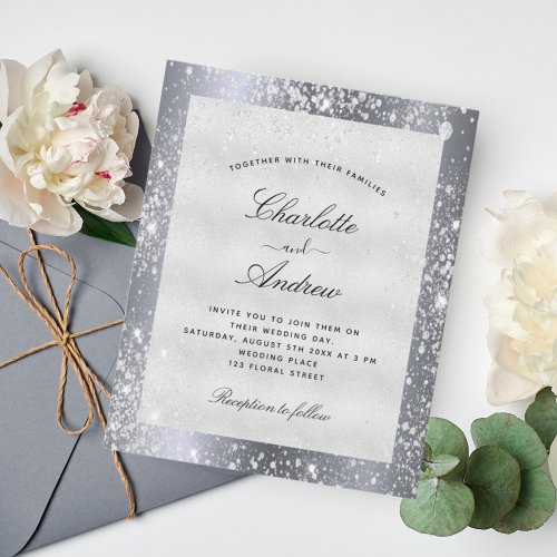 Budget silver glitter dust elegant script wedding