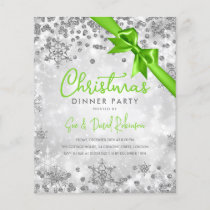 Budget Silver Glitter Green Ribbon Xmas Holiday