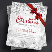 Budget Silver Glitter Red Xmas Holiday Invite Flyer