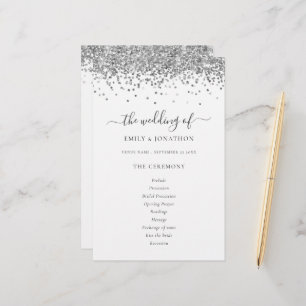 Budget Silver Glitter Script Wedding Program