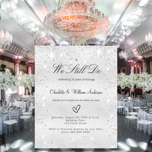 Budget silver glitter vow renewal invitation