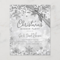 Budget Silver Glitter Xmas Winter Holiday Invite Flyer