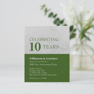 Budget Silver Green Business Anniversary Invites