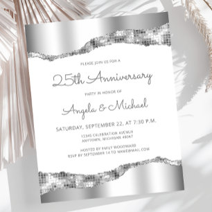 Budget Silver Mirror Foil 25th Anniversary Invite