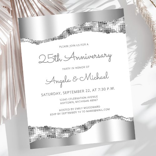 Budget Silver Mirror Foil 25th Anniversary Invite