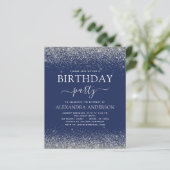 Budget Silver Navy Blue Any Age Birthday Glitter (Standing Front)
