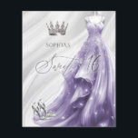 Budget Silver Purple Dress Sweet 16 Invitation<br><div class="desc">Budget Silver Purple Sparkle Dress Princess Sweet 16 Invitation</div>