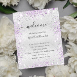 Budget silver purple glitter wedding program<br><div class="desc">A modern,  elegant wedding program,  timeline.  Faux silver looking background decorated with purple and faux silver glitter dust. Personalize and add your names and wedding details. Black colored letters.</div>