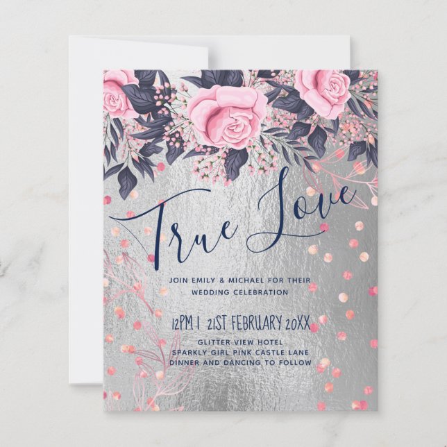 BUDGET Silver Rosegold Navy Pink Metallic Wedding (Front)