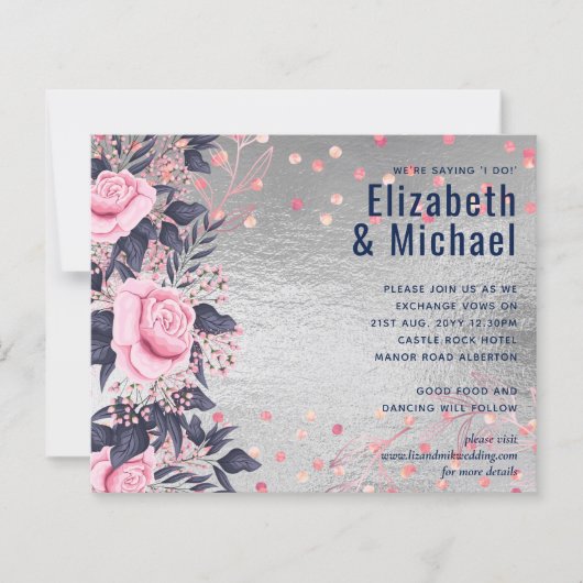 BUDGET Silver Rosegold Navy Pink Metallic Wedding (Front)