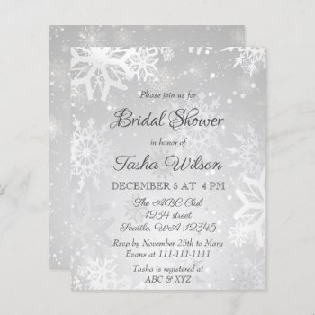 Budget Silver Snowflakes Bridal Shower Invitation by Invitationboutique at Zazzle