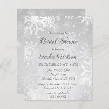 Budget Silver Snowflakes Bridal Shower Invitation