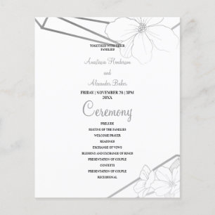 Budget Silver Wedding Program card. Flyer