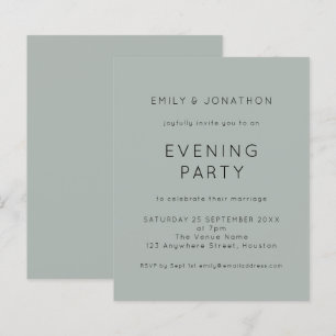 Budget Silvery Sage Wedding Evening Party Invite