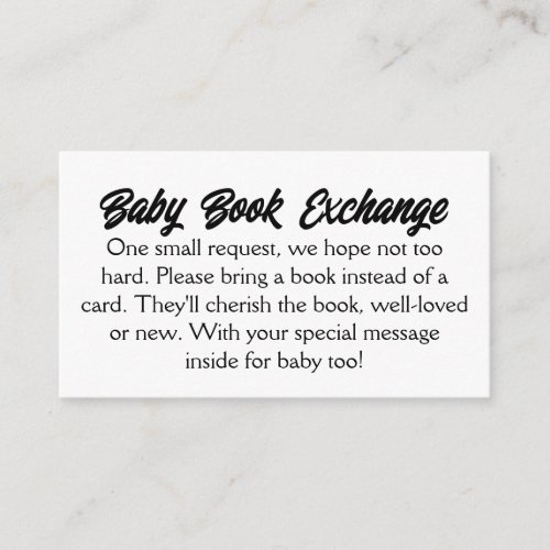 Budget Simple Baby Book Exchange Enclosure Card