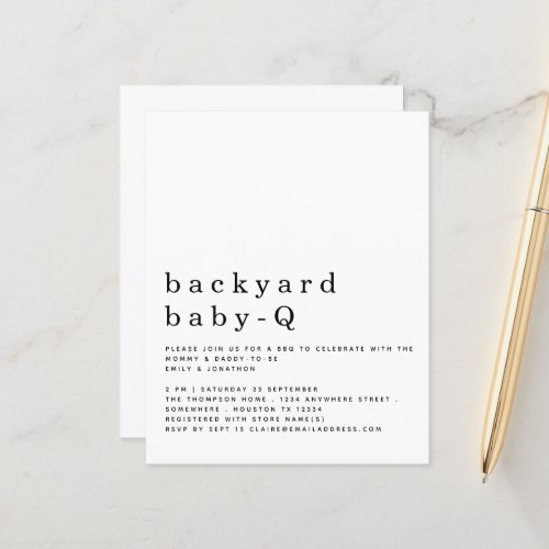 Budget Simple Backyard Baby Q BBQ Shower Invite