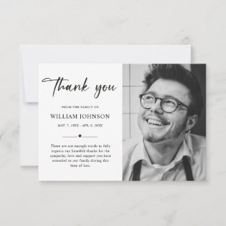  Budget Simple Bereavement Sympathy Funeral Photo Thank You Card