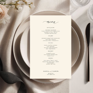 Budget simple black and ivory wedding menu flyer