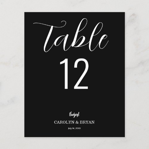 Budget Simple Black and White Table Cards