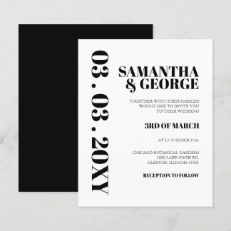 Budget Simple Black and White Wedding Invitation