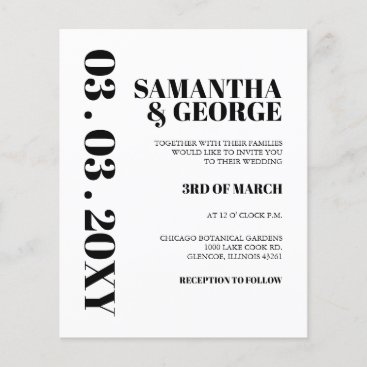 Budget Simple Black and White Wedding Invitation