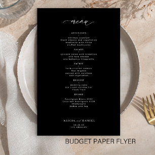 Budget simple black and white wedding menu flyer
