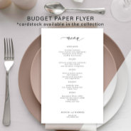 Budget Simple Black And White Wedding Menu Flyer at Zazzle