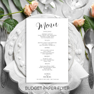 Budget simple black and white wedding menu flyer
